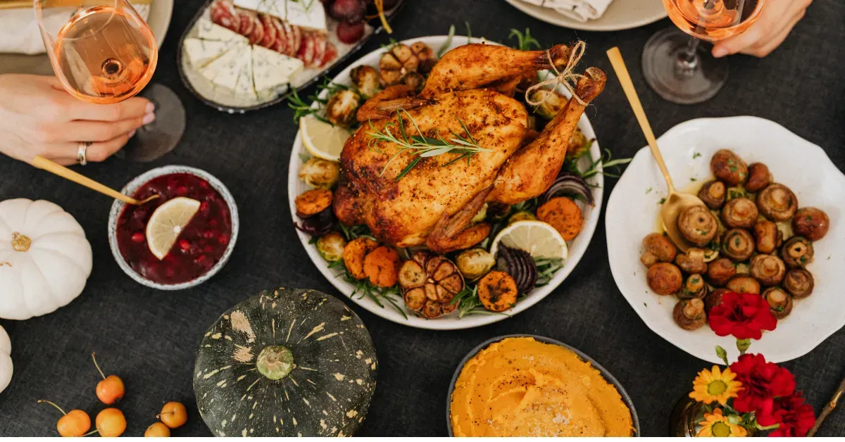 Delicious food on a dining table. 