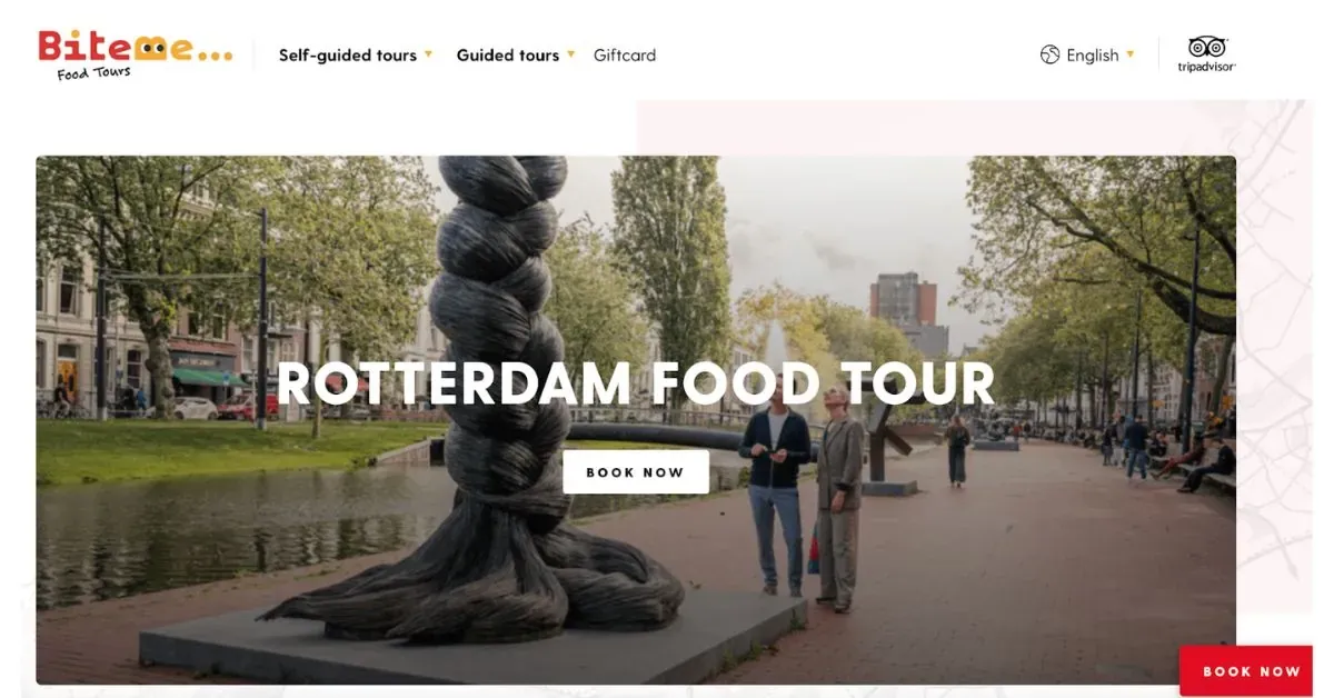 Homepage of Biteme Food Tours.