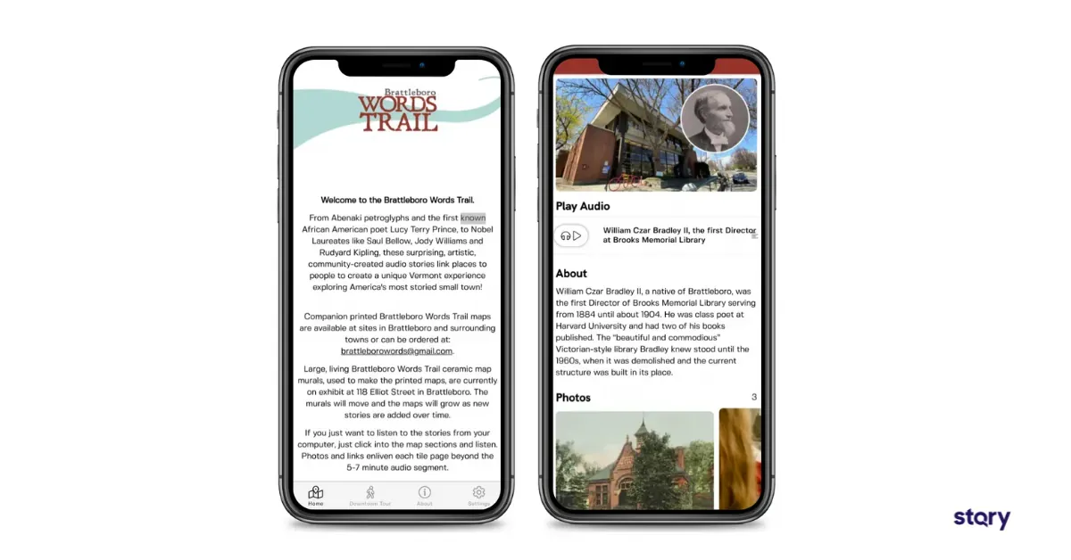 The Brattleboro Words Trail app built with STQRY.