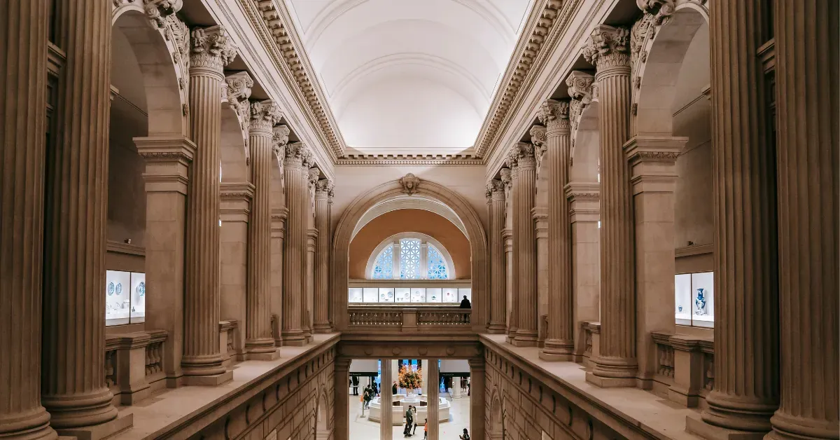 A beautifully designed museum hallway. 