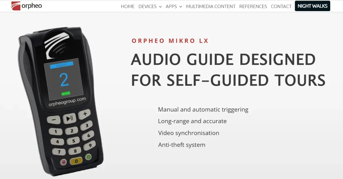 Screenshot of the Orpheo landing page highlighting its key features and user interface.