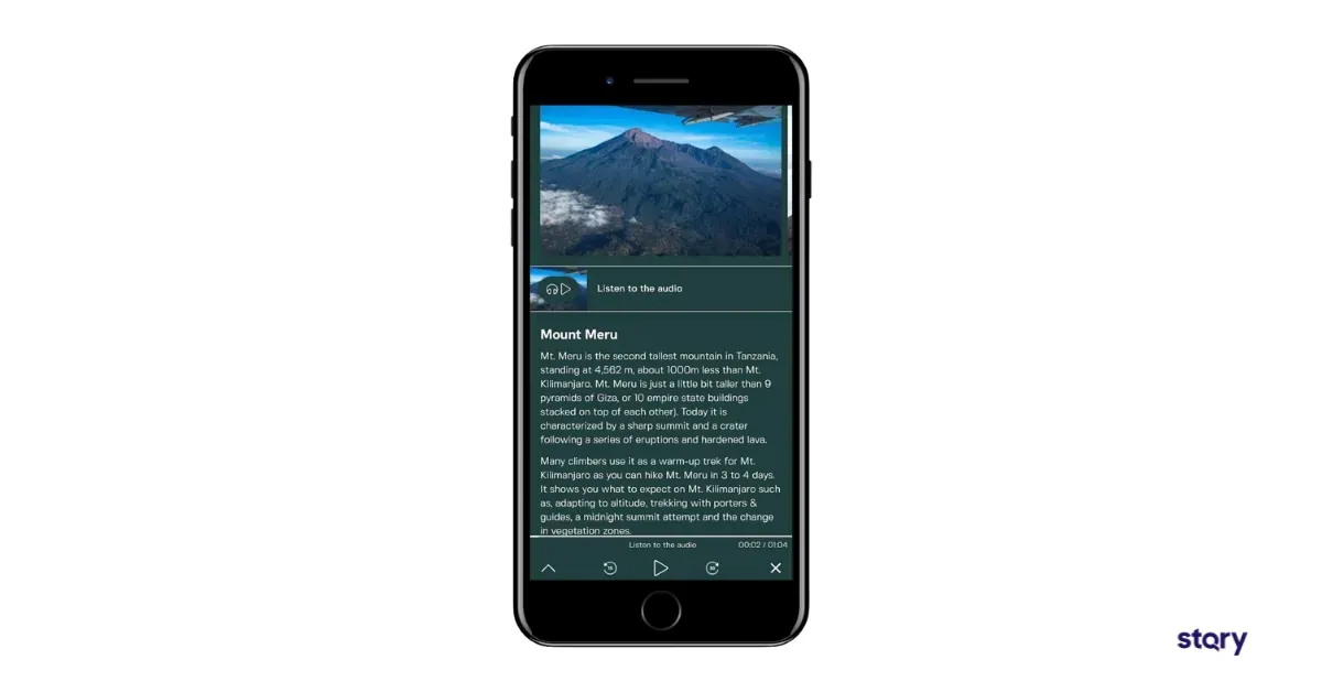 The Ruka Africa’s Mt. Kilimanjaro scenic flight app built with STQRY.