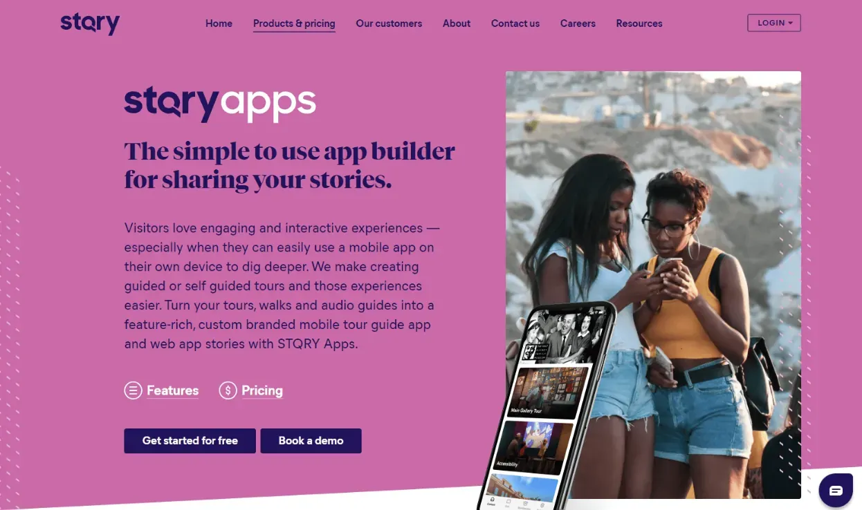 Screenshot of STQRY Apps' landing page.