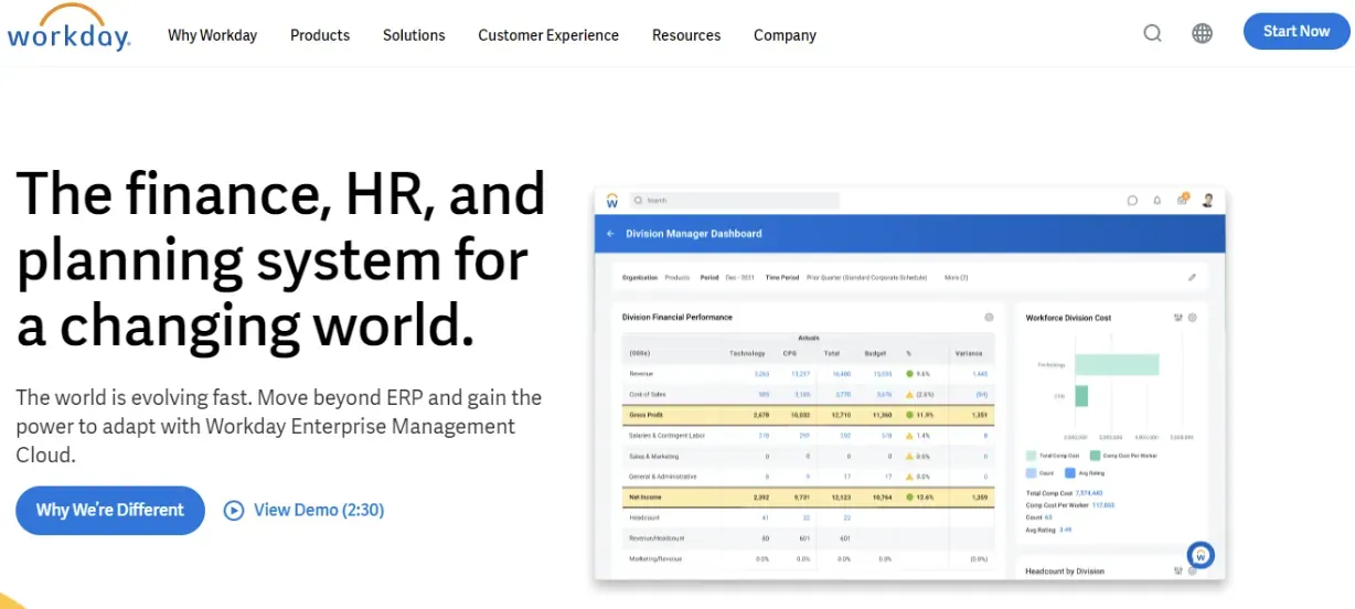 Screenshot of Work Day's homepage.
